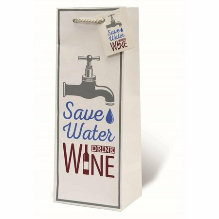 WRAP-ART Save Water Drink Wine Printed paper Bag with Plastic Rope Handle 18007